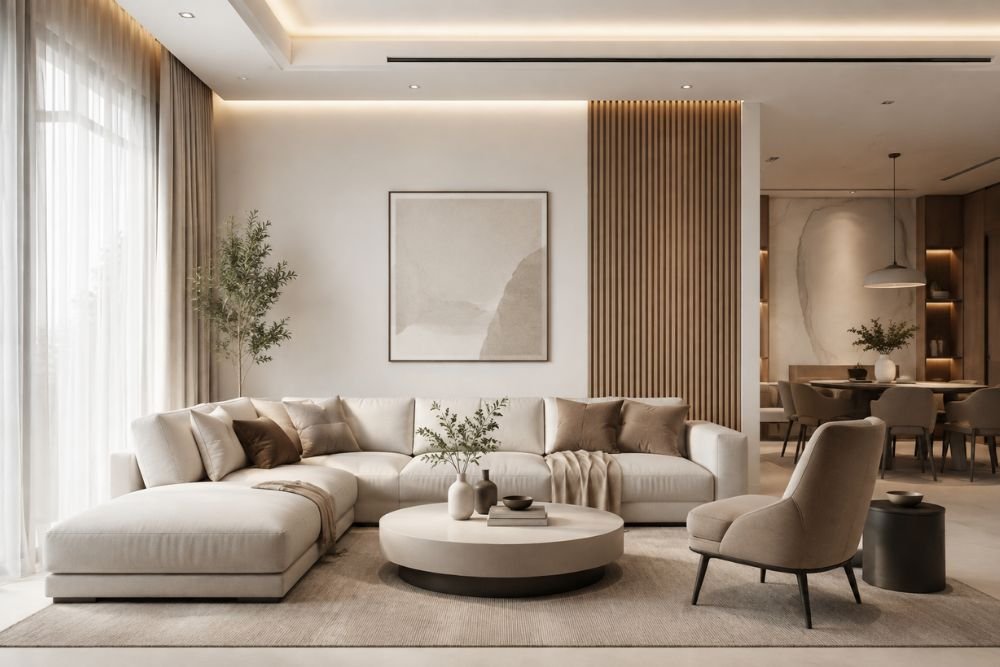Modern minimalist home interior in Dubai