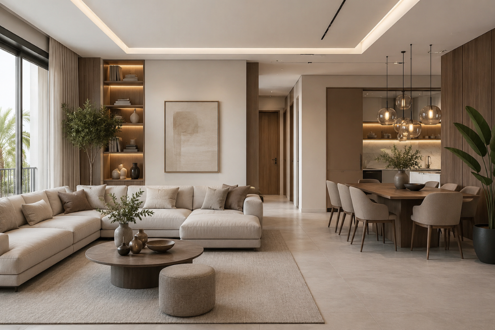 Modern open-plan residential interior.